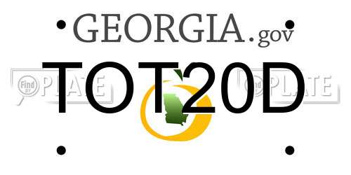TOT20D Georgia License Plate