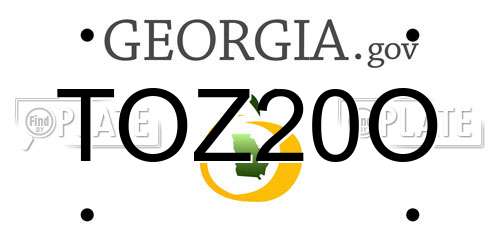 TOZ20O Georgia License Plate