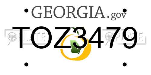 TOZ3479 Georgia License Plate