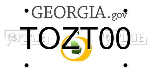 TOZT00 Georgia License Plate
