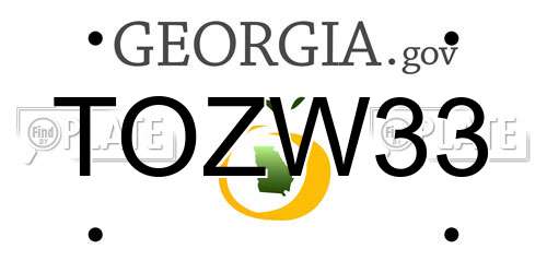 TOZW33 Georgia License Plate