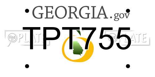 TPT755 Georgia License Plate