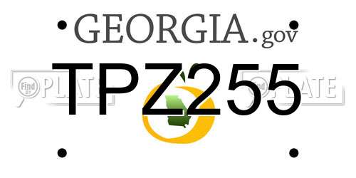 TPZ255 Georgia License Plate