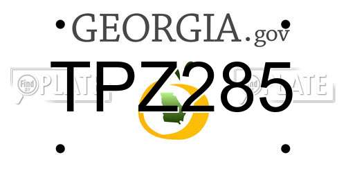 TPZ285 Georgia License Plate