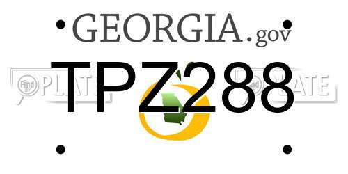 TPZ288 Georgia License Plate