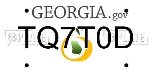 TQ7T0D Georgia License Plate