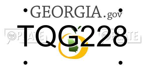 TQG228 Georgia License Plate