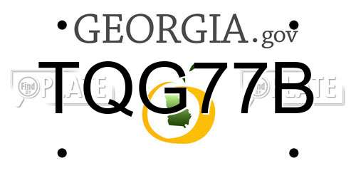 TQG77B Georgia License Plate