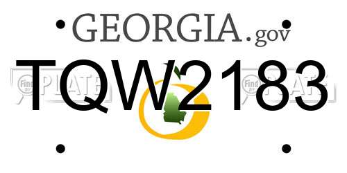 TQW2183 Georgia License Plate