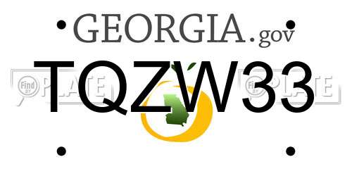 TQZW33 Georgia License Plate