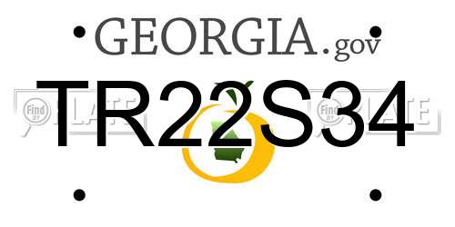 TR22S34 Georgia License Plate