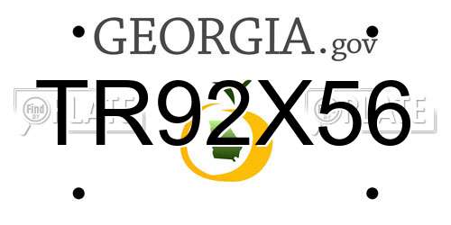 TR92X56 Georgia License Plate
