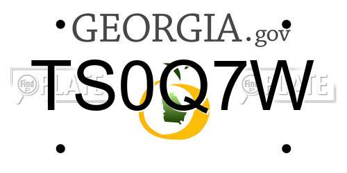 TS0Q7W Georgia License Plate
