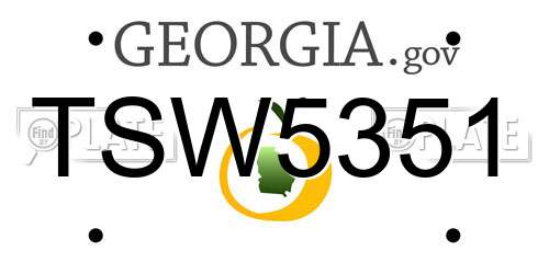 TSW5351 Georgia License Plate