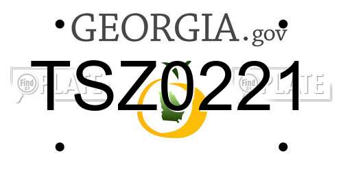 TSZ0221 Georgia License Plate