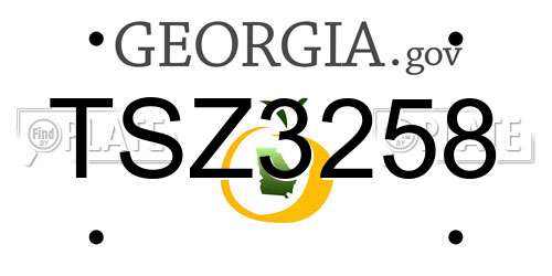 TSZ3258 Georgia License Plate
