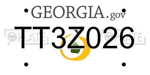 TT3Z026 Georgia License Plate