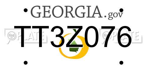 TT3Z076 Georgia License Plate