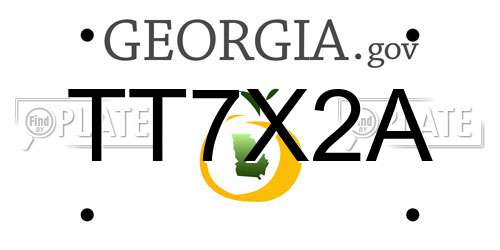 TT7X2A Georgia License Plate