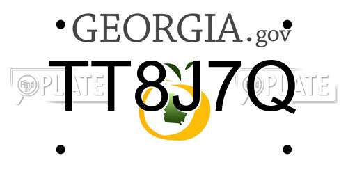 TT8J7Q Georgia License Plate
