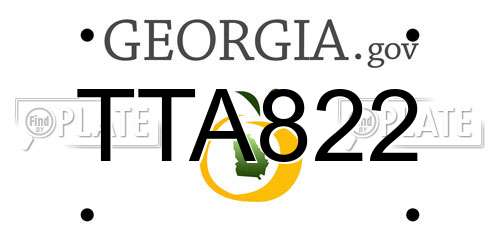 TTA822 Georgia License Plate