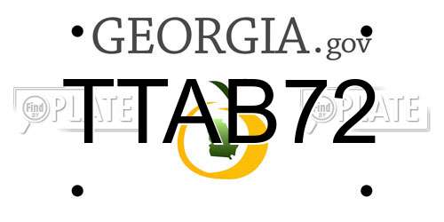 TTAB72 Georgia License Plate