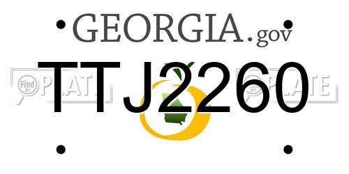 TTJ2260 Georgia License Plate