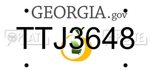 TTJ3648 Georgia License Plate