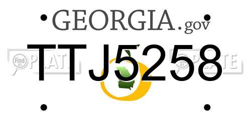 TTJ5258 Georgia License Plate