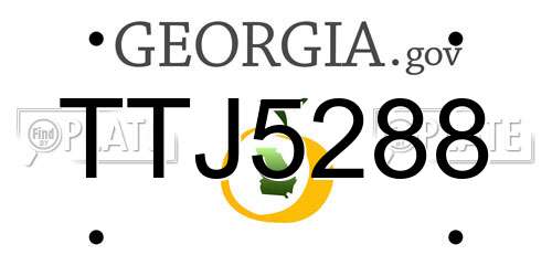 TTJ5288 Georgia License Plate