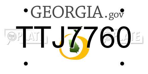 TTJ7760 Georgia License Plate