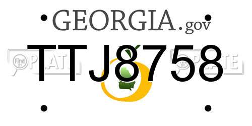 TTJ8758 Georgia License Plate
