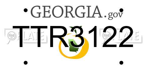 TTR3122 Georgia License Plate