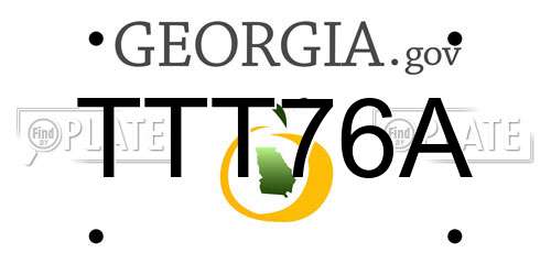 TTT76A Georgia License Plate