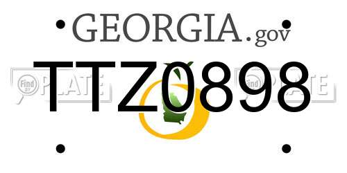 TTZ0898 Georgia License Plate