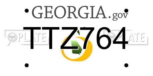 TTZ764 Georgia License Plate