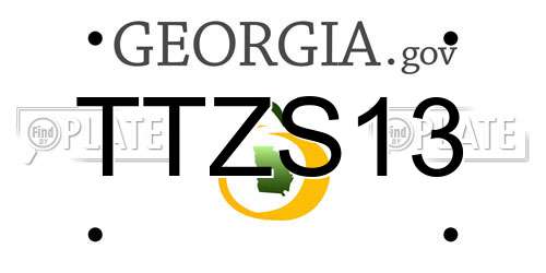 TTZS13 Georgia License Plate
