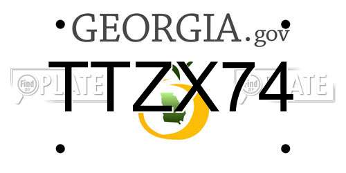 TTZX74 Georgia License Plate