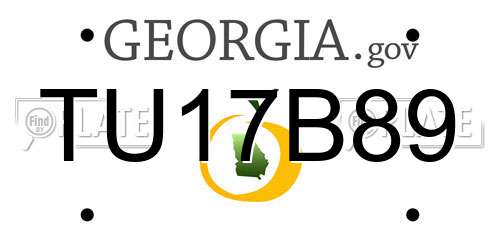 TU17B89 Georgia License Plate