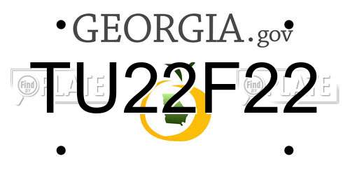 TU22F22 Georgia License Plate