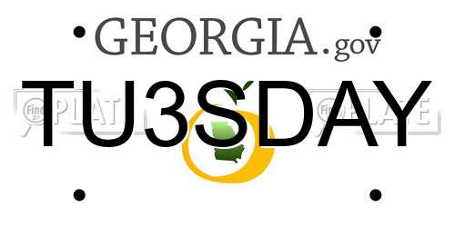 TU3SDAY Georgia License Plate