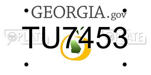 TU7453 Georgia License Plate