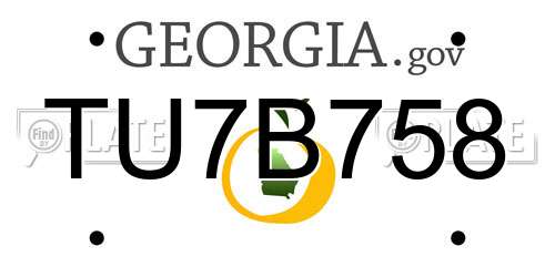 TU7B758 Georgia License Plate