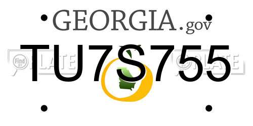 TU7S755 Georgia License Plate