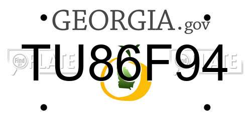 TU86F94 Georgia License Plate