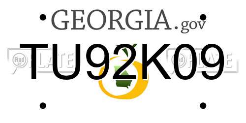 TU92K09 Georgia License Plate