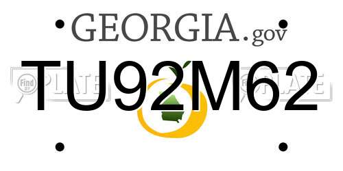 TU92M62 Georgia License Plate