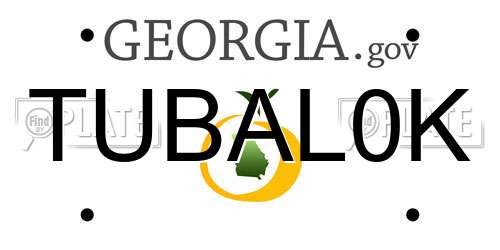 TUBAL0K Georgia License Plate