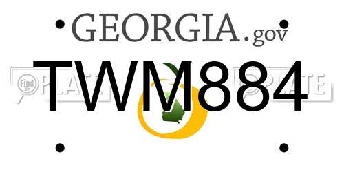 TWM884 Georgia License Plate