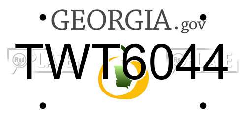 TWT6044 Georgia License Plate